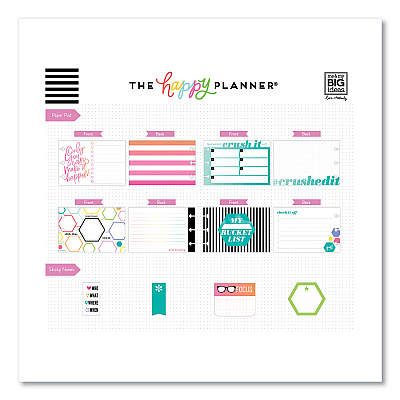 The Happy Planner Productivity Multi Accessory Pack, 20 Double-Sided Pre-Punched Cards, 20 Half-Sheet Stickers, 3 Sticky Note Pads (THLPLMP02)