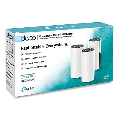 TP-Link Deco M4 AC1200 Whole Home Mesh Wi-Fi System, 2 Ports, Dual-Band 2.4 GHz/5 GHz (TPLDECOM43PACK)
