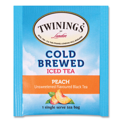 TWININGS Cold Brew Iced Tea Bags, Peach, 0.07 oz Tea Bag, 20/Box (51816)