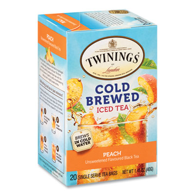TWININGS Cold Brew Iced Tea Bags, Peach, 0.07 oz Tea Bag, 20/Box (TWG51816)