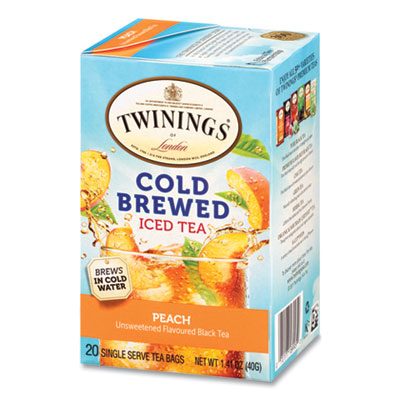 TWININGS Cold Brew Iced Tea Bags, Peach, 0.07 oz Tea Bag, 20/Box (TWG51816)