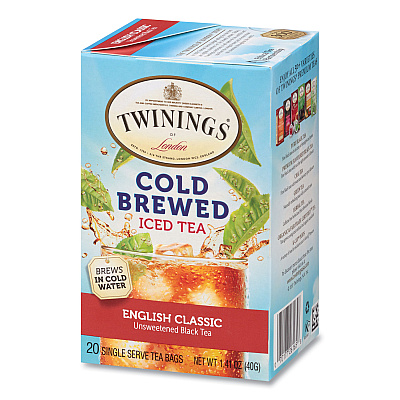 TWININGS Cold Brew Iced Tea Bags, English Classic, 0.07 oz Tea Bag, 20/Box (TWG51331)