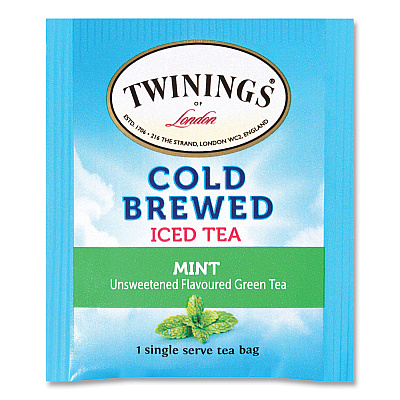 TWININGS Cold Brew Iced Tea Bags, Mint, 0.07 oz Tea Bag, 20/Box (TWG51335)