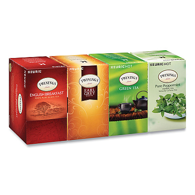 TWININGS Tea K-Cups, Assorted, 0.11 oz K-Cups, 24/Box, 4 Boxes/Carton (TWG54192)