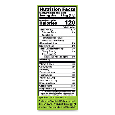 Paramount Farms Wonderful No Shells Pistachios, Roasted and Salted, 0.75 oz Bag, 9 Bags/Box, 4 Boxes/Carton (WONPAR91100)