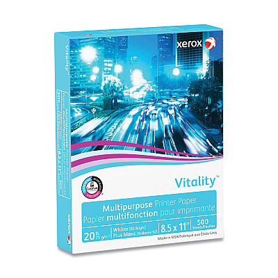 Xerox Vitality Multipurpose Print Paper, 92 Bright, 20 lb Bond Weight, 8.5 x 11, White, 500 Sheets/Ream (XER3R02047PY)