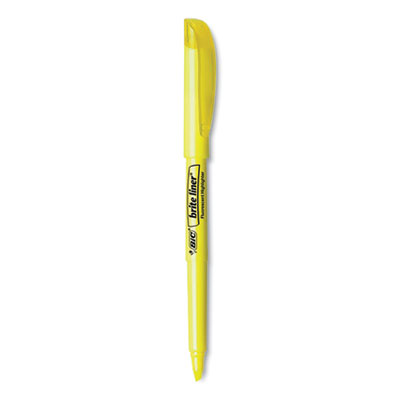 BIC Brite Liner Highlighter, Assorted Ink Colors, Chisel Tip, Assorted Barrel Colors, Dozen (BIC30221)