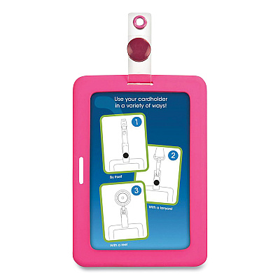COSCO MyID Badge Holder, Vertical/Horizontal, 3 5/8 x 2 1/4, Pink, 1/ea (COS075016)