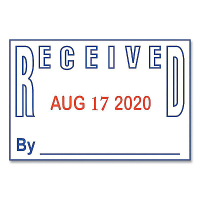 COSCO 2000PLUS Model S 360 Self-Inking Two-Color Message Dater, 5 Years, ENTERED/FAXED/PAID/RECEIVED, 1.81" x 1.25", Blue/Red Ink (COS032519)