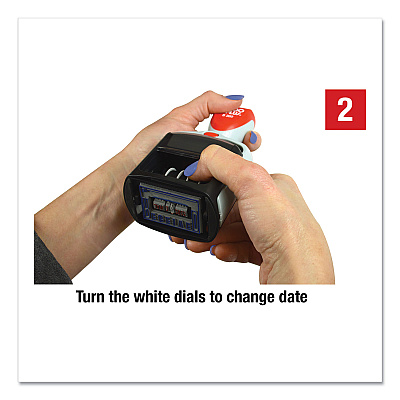 COSCO 2000PLUS Model S 360 Self-Inking Two-Color Message Dater, 5 Years, ENTERED/FAXED/PAID/RECEIVED, 1.81" x 1.25", Blue/Red Ink (COS032519)