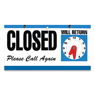 COSCO Open/Closed Outdoor Sign, 11.6 x 6, Blue/White/Black (CSC098013)