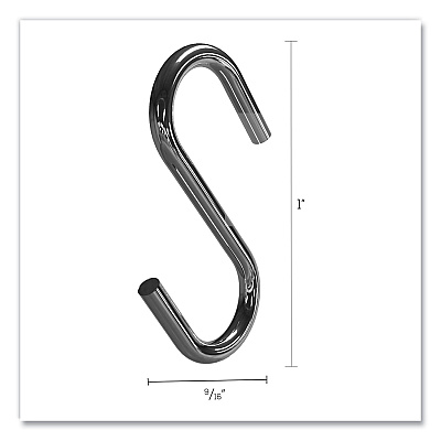 deflecto S Hooks, Metal, Silver, 50/Pack (DEF20013)