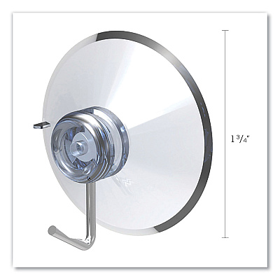 deflecto Suction Cup with Hook, Metal Silver Hook, 25/Pack (DEF20011)