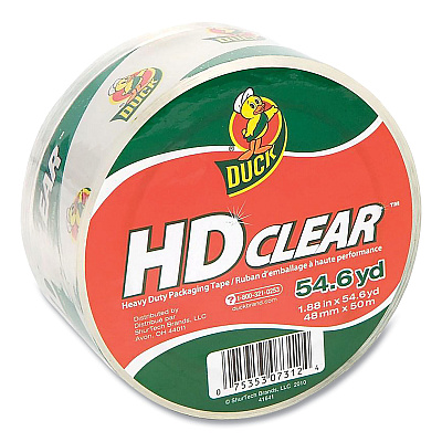 Duck Heavy-Duty Carton Packaging Tape, 3" Core, 1.88" x 54.6 yds, Clear (SC55CLEAR)