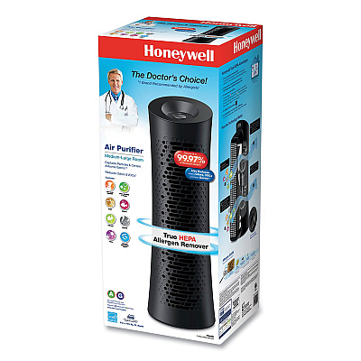 Honeywell Allergen Plus HEPA Tower Air Purifier, 170 sq ft Room Capacity, Black (HWLHPA030)