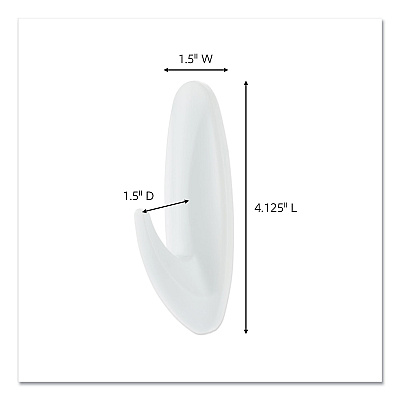 Command General Purpose Hooks, Large, Plastic, White, 5 lb Capacity, 4 Hooks and 6 Strips/Pack (MMM170834ES)