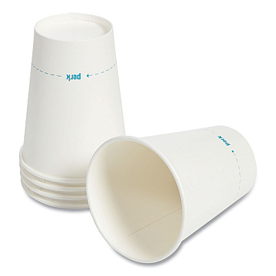 Perk White Paper Hot Cups, 12 oz, 50/Pack (PRK24431631)