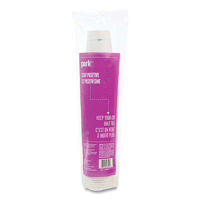 Perk White Paper Hot Cups, 8 oz, 50/Pack (PRK24431632)