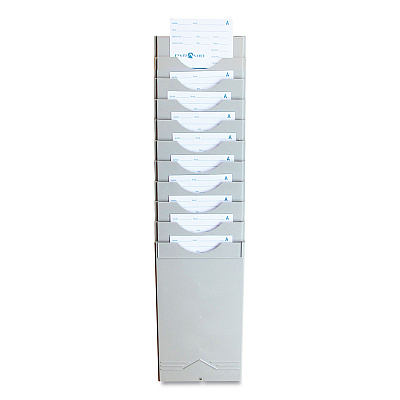Pyramid Technologies Time Card Rack, 10 Pockets, Plastic, Light Gray (PTI40010)