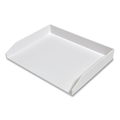 TRU RED Side-Load Stackable Plastic Document Tray, 1 Section, Letter-Size, 12.24 x 9.8 x 1.75, White (TUD24380383)