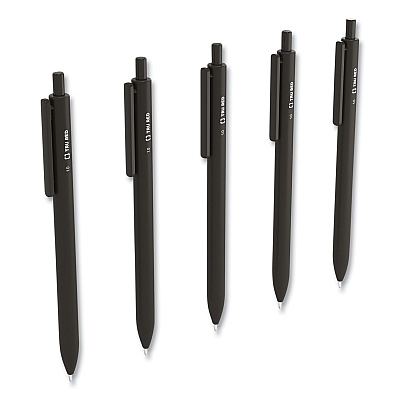 TRU RED Quick Dry Gel Pen, Retractable, Bold 1 mm, Black Ink, Black Barrel, 5/Pack (TUD24399732)