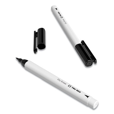 TRU RED Dry Erase Marker, Pen-Style, Extra-Fine Bullet Tip, Black, Dozen (TUD24402806)