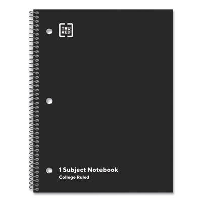 TRU RED One-Subject Notebook, Medium/College Rule, Black Cover, (70) 10.5 x 8 Sheets, 6/Pack (TUD24423005)