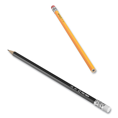 TRU RED Wooden Pencil, HB (#2), Black Lead, Yellow Barrel, Dozen (TUD24424021)