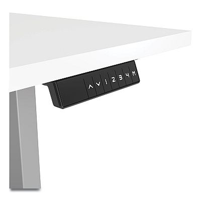 Union & Scale Essentials Electric Sit-Stand Desk, 55.1" x 27.5" x 25.9" to 51.5", White/Aluminum (UOS24388476)