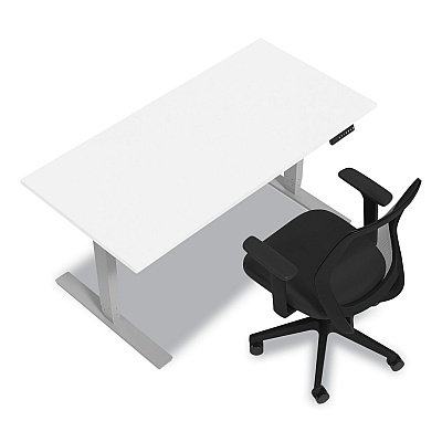 Union & Scale Essentials Electric Sit-Stand Desk, 55.1" x 27.5" x 25.9" to 51.5", White/Aluminum (UOS24388476)