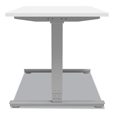 Union & Scale Essentials Electric Sit-Stand Desk, 55.1" x 27.5" x 25.9" to 51.5", White/Aluminum (UOS24388476)