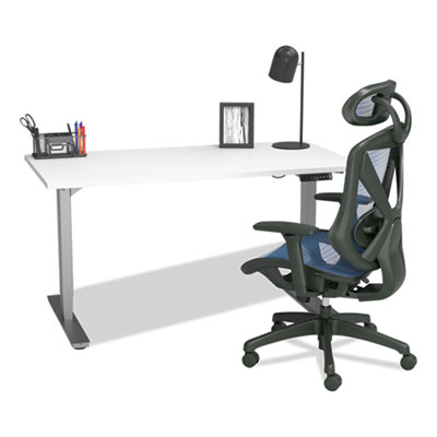 Union & Scale FlexFit Dexley Mesh Task Chair, Supports Up to 275 lb, Blue Seat/Back, Black Base (UOS24442486)