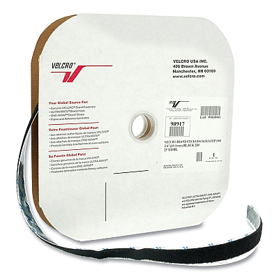 Sticky Back Hook Fastener, Velcro 0.75" x 900", Black (VEK90916)