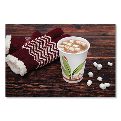 Solo Bare Eco-Forward Recycled Content PCF Paper Hot Cups, ProPlanet Seal, 12 oz, Green/White/Beige, 1,000/Carton (SCC412RCN)