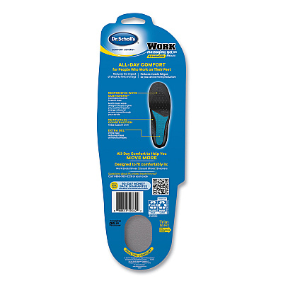 Dr. Scholl's Comfort and Energy Work Massaging Gel Insoles, Men Sizes 8 to 14, Black/Blue, Pair (DSC59062)