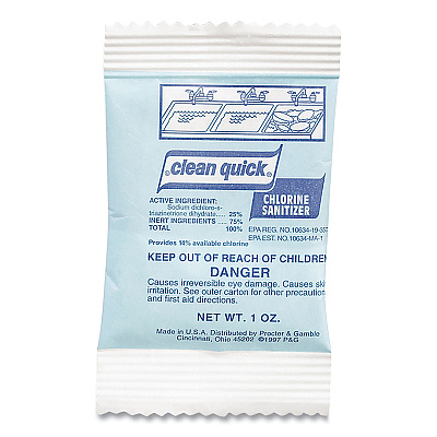 Clean Quick Powdered Chlorine-Based Sanitizer, 1oz Packet, 100/Carton (PGC02584)