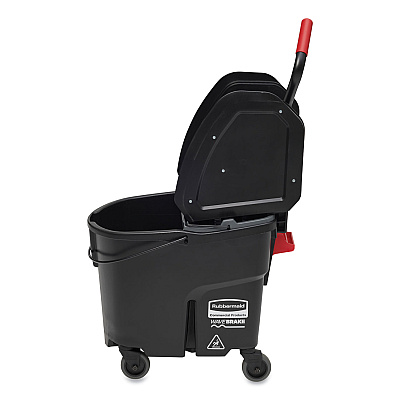 Rubbermaid Commercial WaveBrake 2.0 Bucket/Wringer Combos, Down-Press, 35 qt, Plastic, Black (RCPFG1863898)