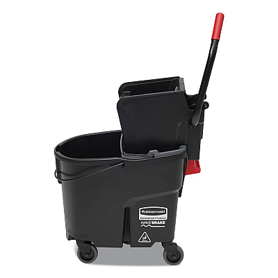 Rubbermaid Commercial WaveBrake 2.0 Bucket/Wringer Combos, Side-Press, 35 qt, Plastic, Black (RCPFG1863896)