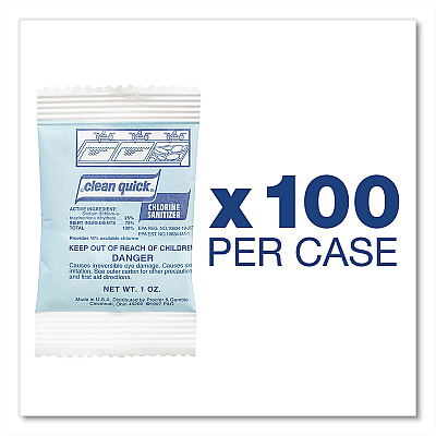 Clean Quick Powdered Chlorine-Based Sanitizer, 1oz Packet, 100/Carton (PGC02584)