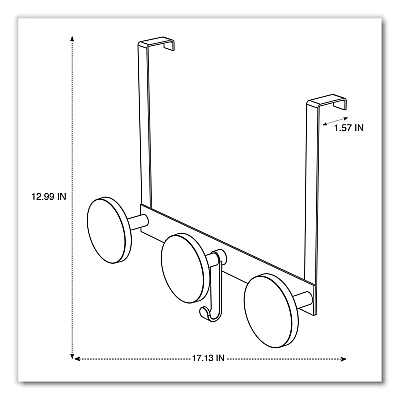 Alba Over the Door Coat Hook, Metal and Plastic, 3 Pegs, Black, 20 lb Capacity (ABAPMS3P)