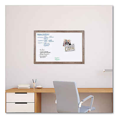 U Brands Magnetic Dry Erase Board with Rustic Frame, 35 x 23, White Surface, Brown Frame (UBR4890U0001)