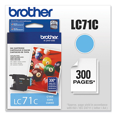 Brother LC71C Innobella Ink, 300 Page-Yield, Cyan