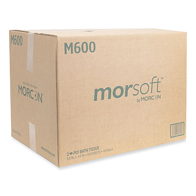Morcon Tissue Morsoft Controlled Bath Tissue, Septic Safe, 2-Ply, White, 600 Sheets/Roll, 48 Rolls/Carton (MORM600)