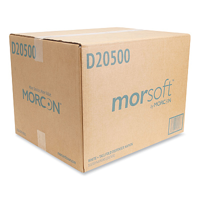 Morcon Tissue Morsoft Dispenser Napkins, 1-Ply, 6 x 13, White, 500/Pack, 20 Packs/Carton (MORD20500)