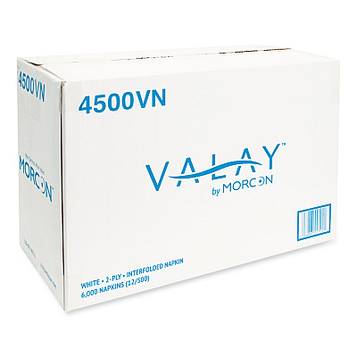 Morcon Tissue Valay Interfolded Napkins, 2-Ply, 6.5 x 8.25, White, 500/Pack, 12 Packs/Carton (MOR4500VN)