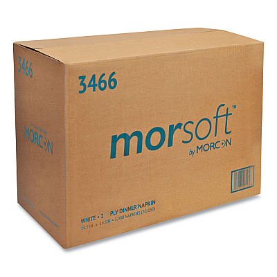 Morcon Tissue Morsoft Dinner Napkins, 2-Ply, 14.5 x 16.5, White, 3,000/Carton (MOR3466)