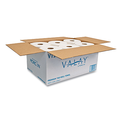 Morcon Tissue 10 Inch TAD Roll Towels, 1-Ply, 10" x 550 ft, White, 6 Rolls/Carton (MORVT106)