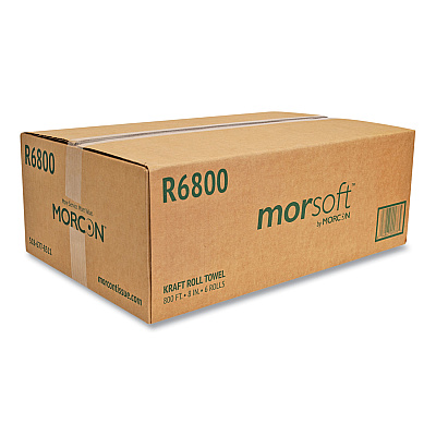 Morcon Tissue Morsoft Universal Roll Towels, 1-Ply, 8" x 800 ft, Brown, 6 Rolls/Carton (MORR6800)