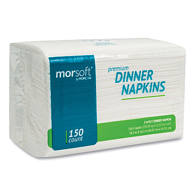 Morcon Tissue Morsoft Dinner Napkins, 2-Ply, 14.5 x 16.5, White, 3,000/Carton (MOR3466)