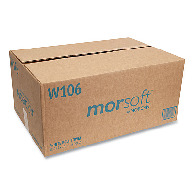 Morcon Tissue 10 Inch Roll Towels, 1-Ply, 10" x 800 ft, White, 6 Rolls/Carton (MORW106)